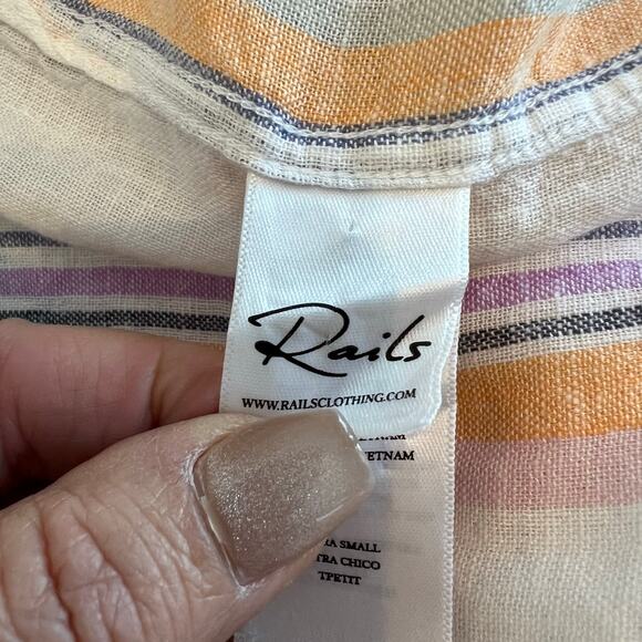 Rails Charli Shirt Merida Stripe Linen Blend Button Shirt Size XS. MSRP $178 - Picture 5 of 7